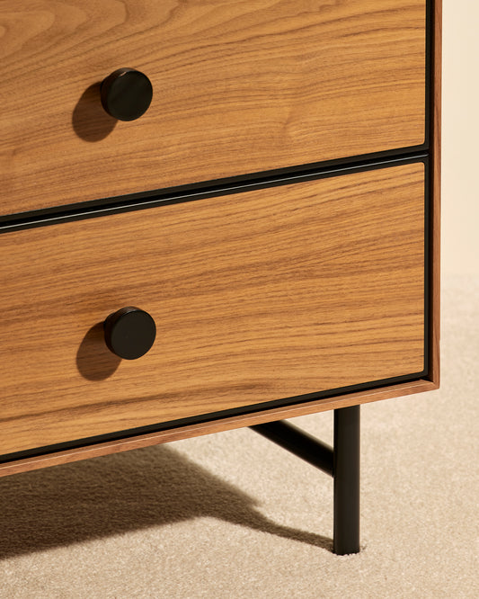 Commode Essence - Noyer moderne Maison Sarah Lavoine Noyer Moelle de rotin 100 cm 75 cm 3