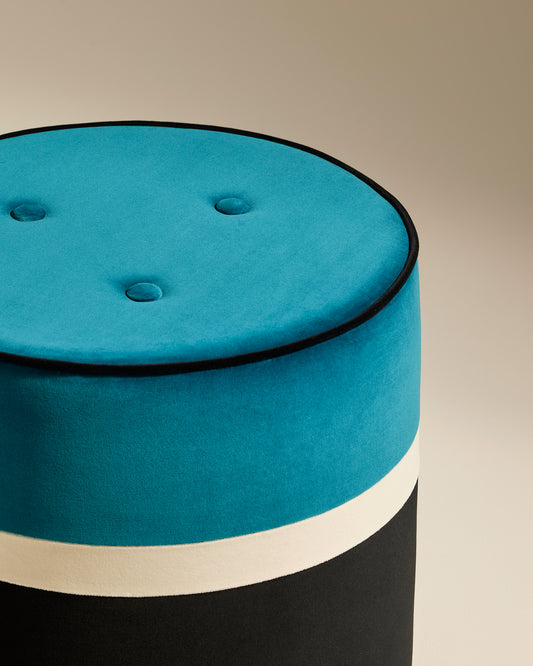 Pouf Léo - Bleu Sarah design Maison Sarah Lavoine Bleu Sarah Velours 43 cm 3