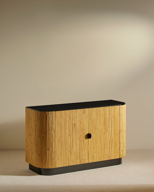 Buffet Riviera - Noir moderne Maison Sarah Lavoine Noir Rotin 120 cm 75 cm 3