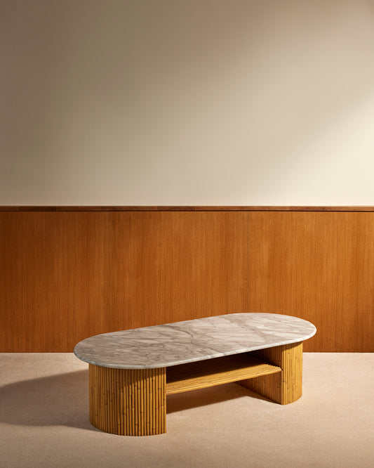 Table basse Riviera - Blanc design Maison Sarah Lavoine Ecru Marbre 144 cm 40 cm 3