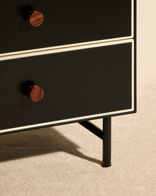 Commode Essence - Noir moderne Maison Sarah Lavoine Noir Moelle de rotin 100 cm 75 cm 3