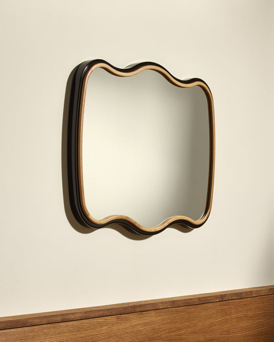 Miroir Noto 3 Vagues - Noir design Maison Sarah Lavoine Noir Rotin 70 cm 90 cm 2