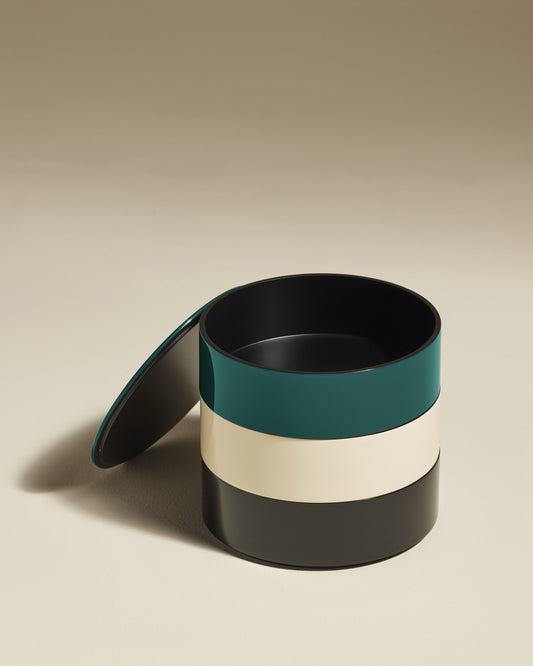 Boite ronde à bijoux Totem - Bleu Sarah design Maison Sarah Lavoine Bleu Sarah Bois laqué 15,6 cm 2