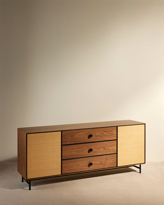 Enfilade Essence - Noyer moderne Maison Sarah Lavoine Noyer Moelle de rotin 180 cm 75 cm 2