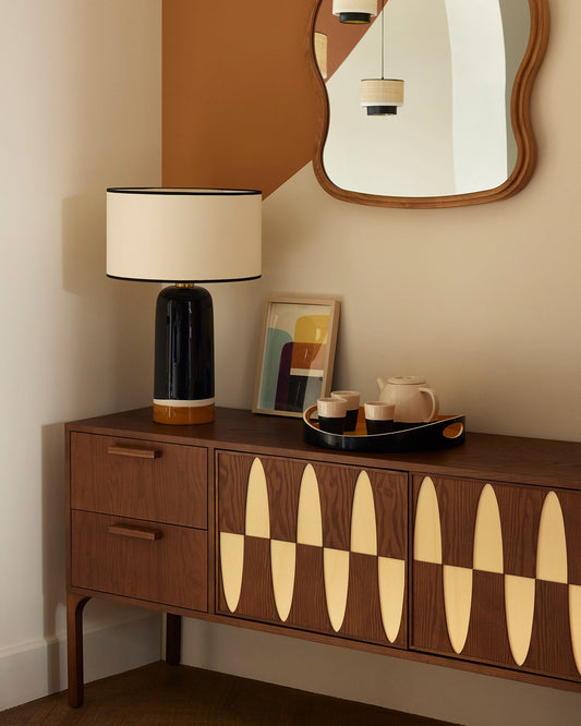 Enfilade Ecailles moderne Maison Sarah Lavoine Noyer Moelle de rotin 160 cm 75 cm 7