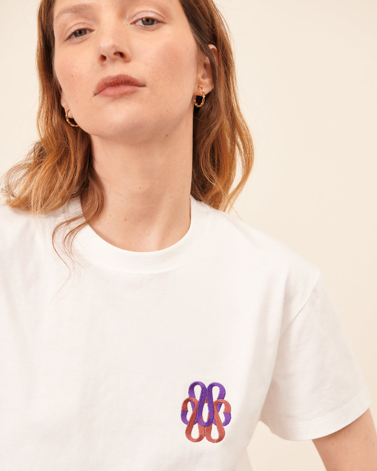 T-shirt Monogramme - Blanc / Terracotta tendance, chic Maison Sarah Lavoine Blanc / Terracotta Coton 2
