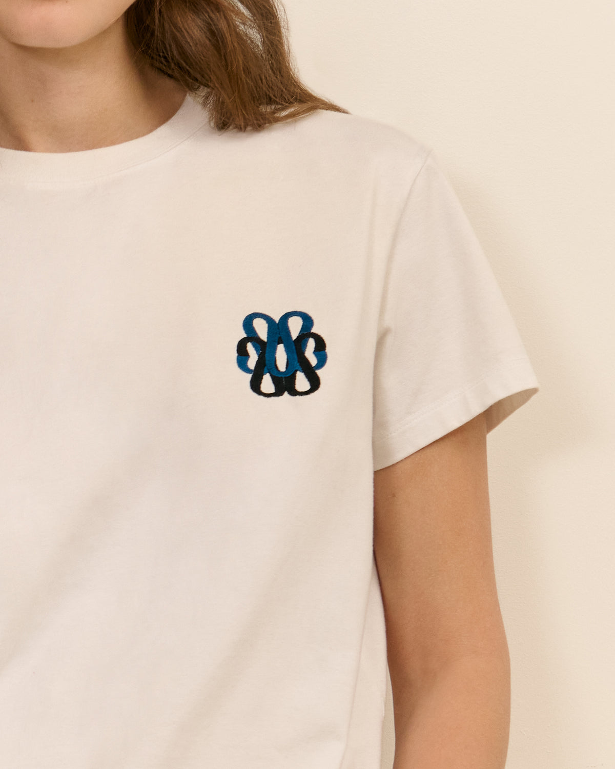T-shirt Monogramme - Blanc / Bleu Sarah