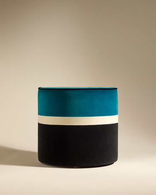 Pouf Léo - Bleu Sarah design Maison Sarah Lavoine Bleu Sarah Velours  43 cm 1