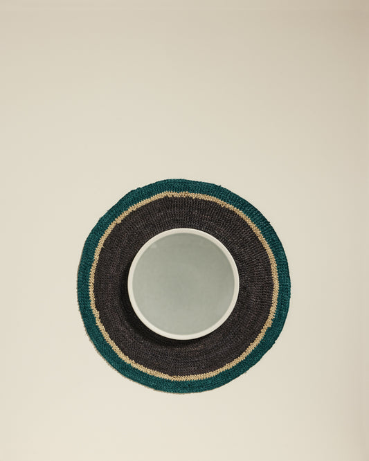 Set de table Globe - Noir / Bleu Sarah design Maison Sarah Lavoine Noir / Bleu Sarah Raphia   3