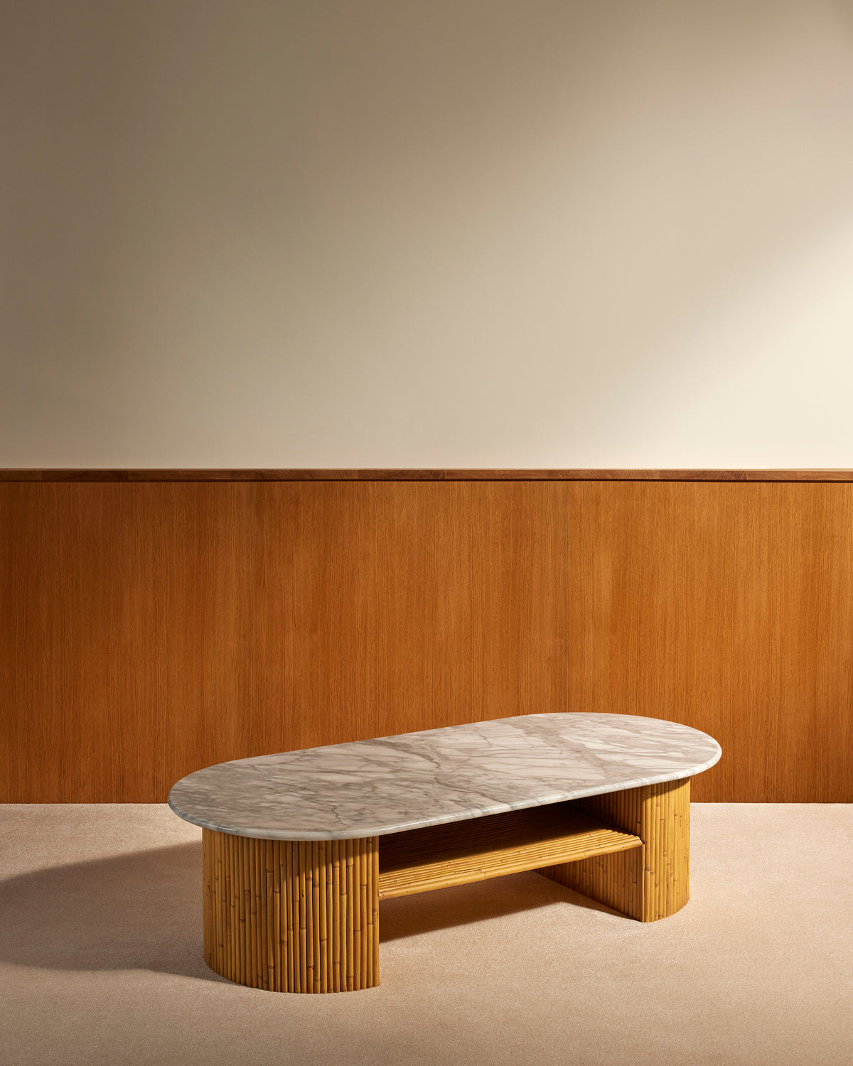 Table basse Riviera - Blanc design Maison Sarah Lavoine Ecru Marbre 144 cm 40 cm 3