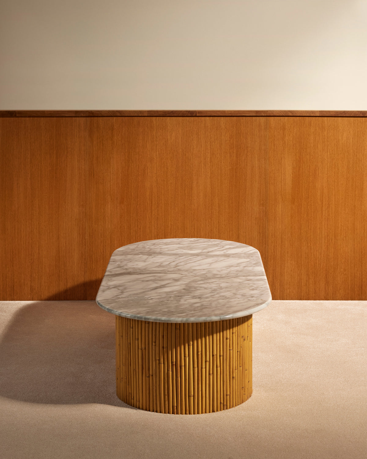 Table basse Riviera - Blanc design Maison Sarah Lavoine Ecru Marbre 144 cm 40 cm 4