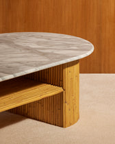 Table basse Riviera - Blanc design Maison Sarah Lavoine Ecru Marbre 144 cm 40 cm 2