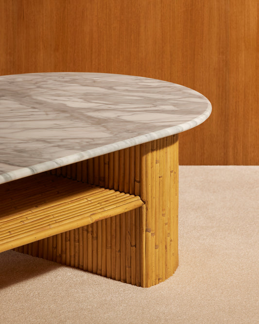 Table basse Riviera - Blanc design Maison Sarah Lavoine Ecru Marbre 144 cm 40 cm 2