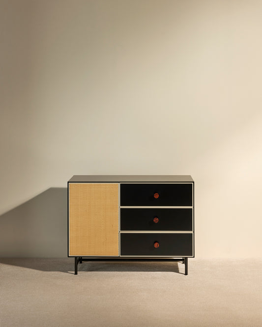 Commode Essence - Noir moderne Maison Sarah Lavoine Noir Moelle de rotin 100 cm 75 cm 1