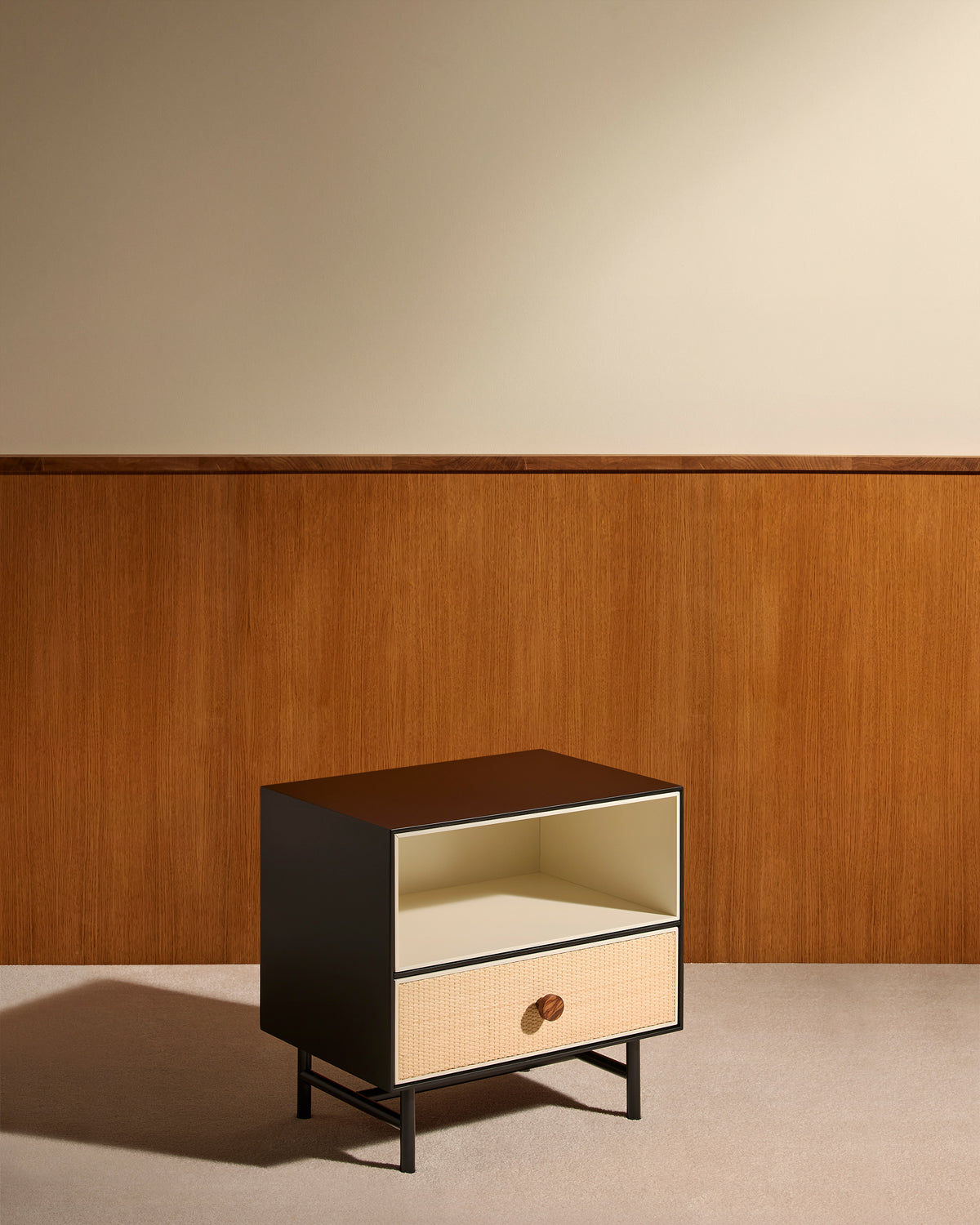 Table de chevet Essence - Noir design Maison Sarah Lavoine Noir Moelle de rotin 55 cm 55 cm 2