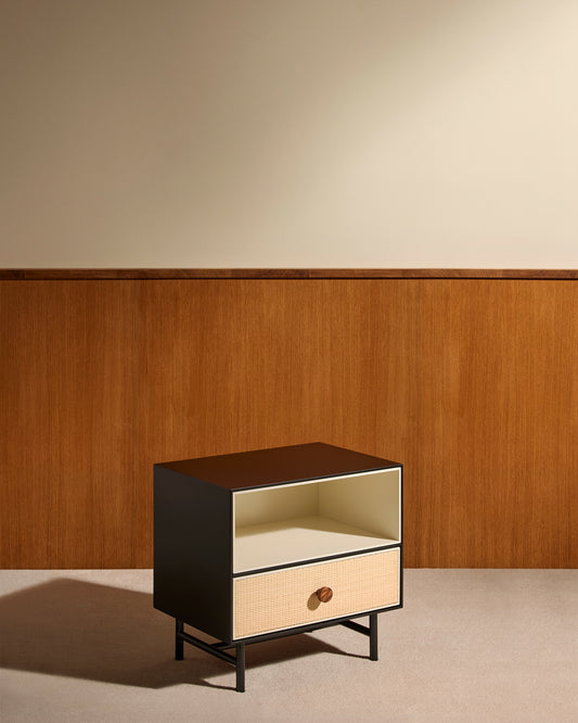 Table de chevet Essence - Noir design Maison Sarah Lavoine Noir Moelle de rotin 55 cm 55 cm 2