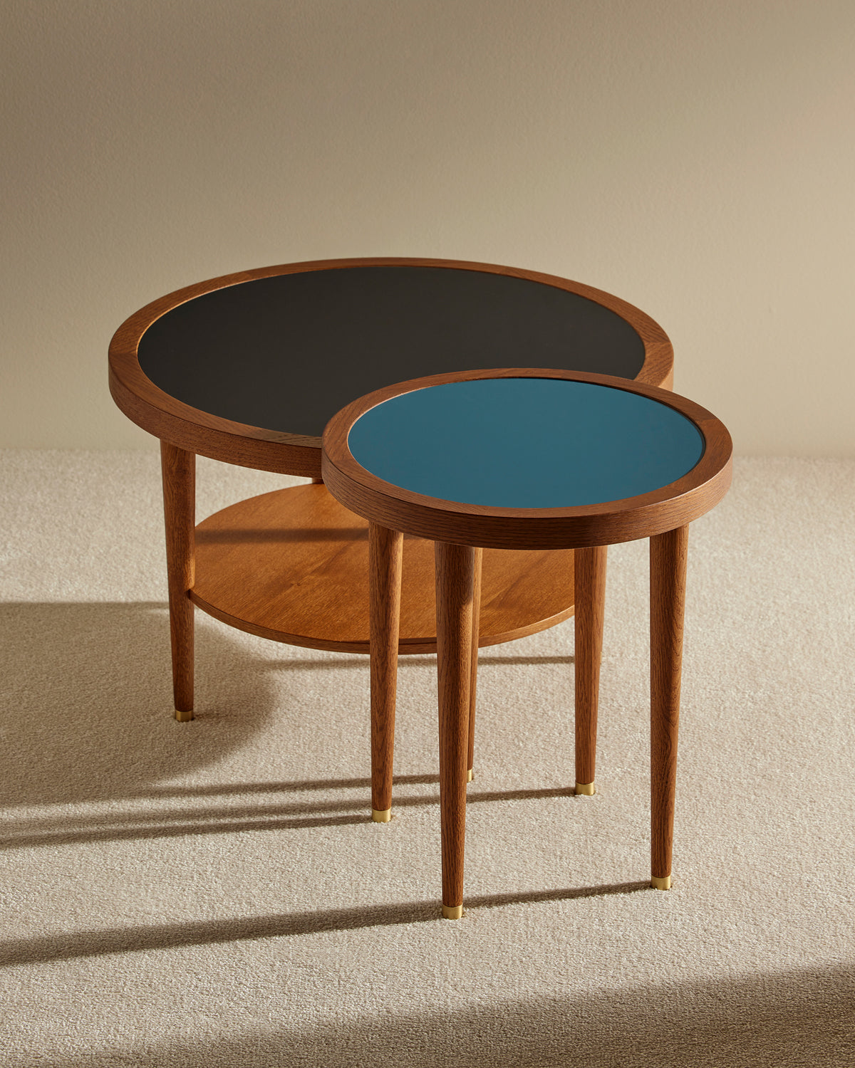 Table basse ronde Puzzle - Bleu Sarah design Maison Sarah Lavoine Bleu Sarah Chêne  45 cm 4
