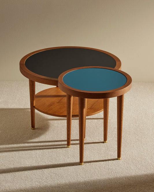 Table basse ronde Puzzle - Noir design Maison Sarah Lavoine Noir Chêne  40 cm 4