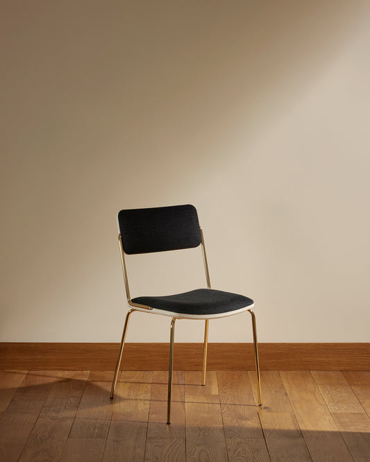 Chaise Double Jeu - Doré / Noir design Maison Sarah Lavoine Noir Velours 45 cm 85 cm 4