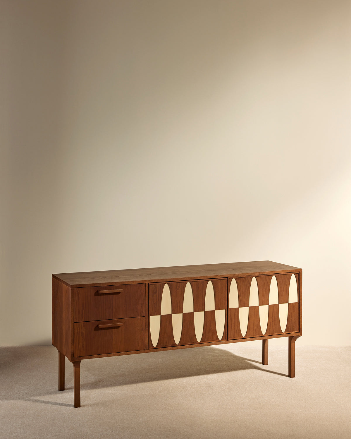 Modern Ecailles sideboard Maison Sarah Lavoine Walnut Rattan pith 160 cm 75 cm 2