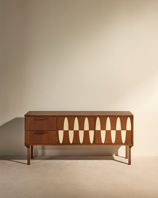Enfilade Ecailles moderne Maison Sarah Lavoine Noyer Moelle de rotin 160 cm 75 cm 1