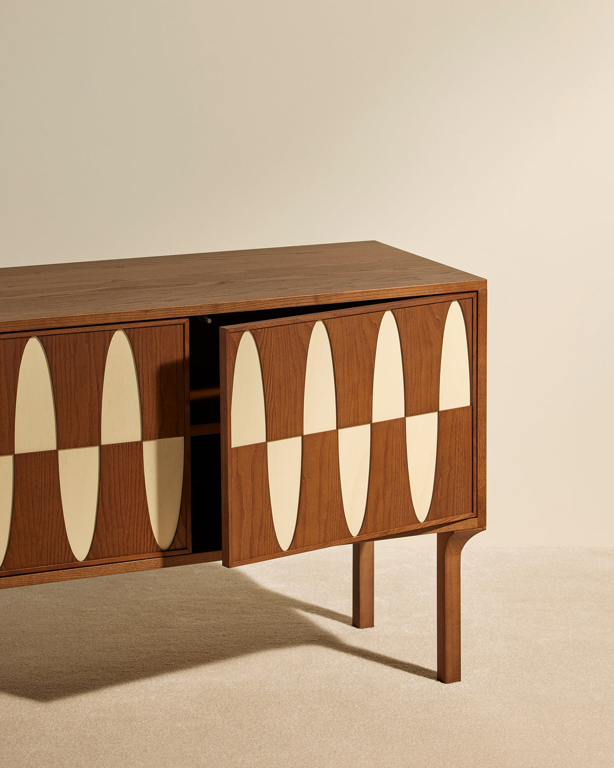 Modern Ecailles sideboard Maison Sarah Lavoine Walnut Rattan pith 160 cm 75 cm 3