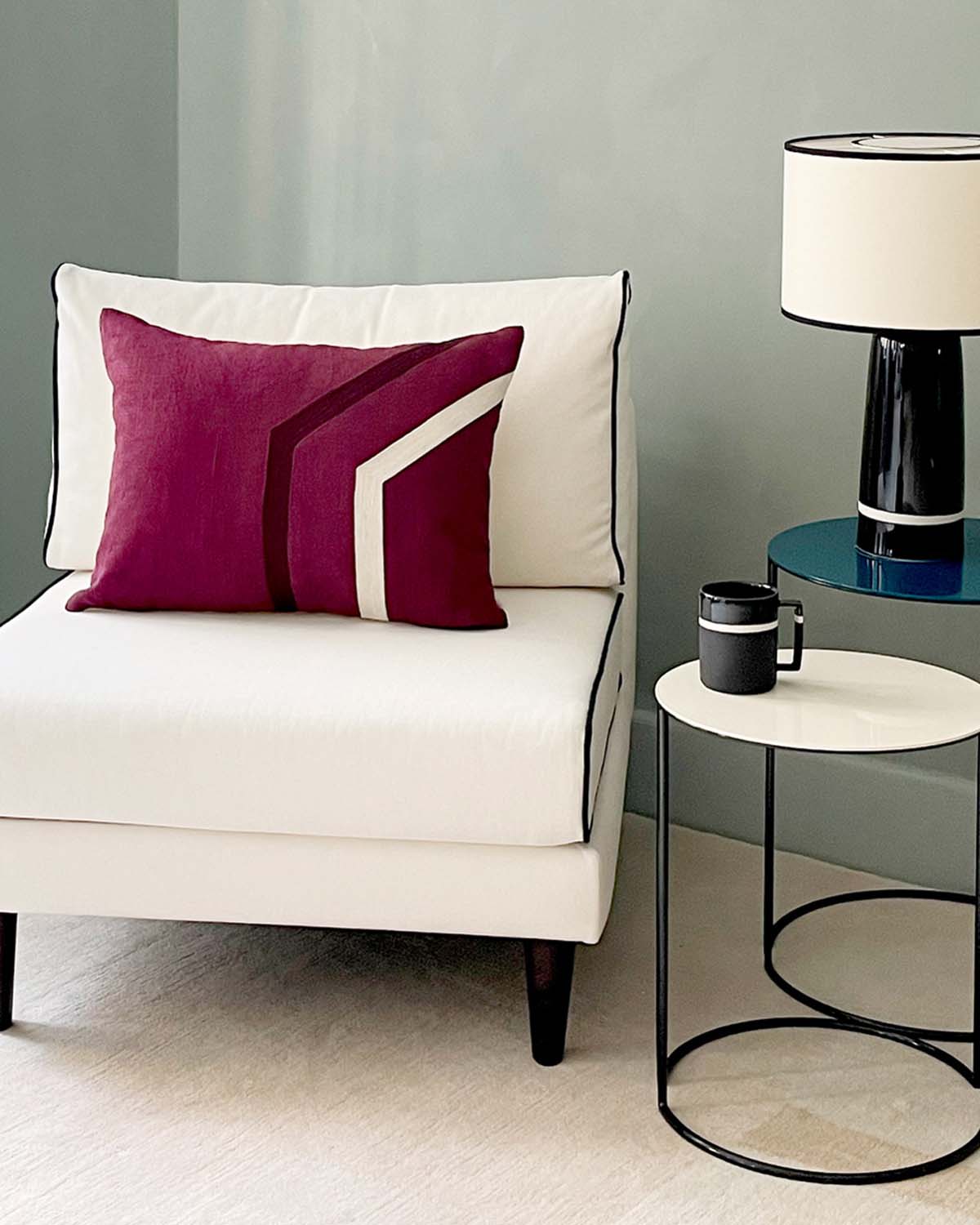 Chauffeuse Noa - Blanc / Noir design Maison Sarah Lavoine Blanc / Noir Coton 80 cm 80 cm 9