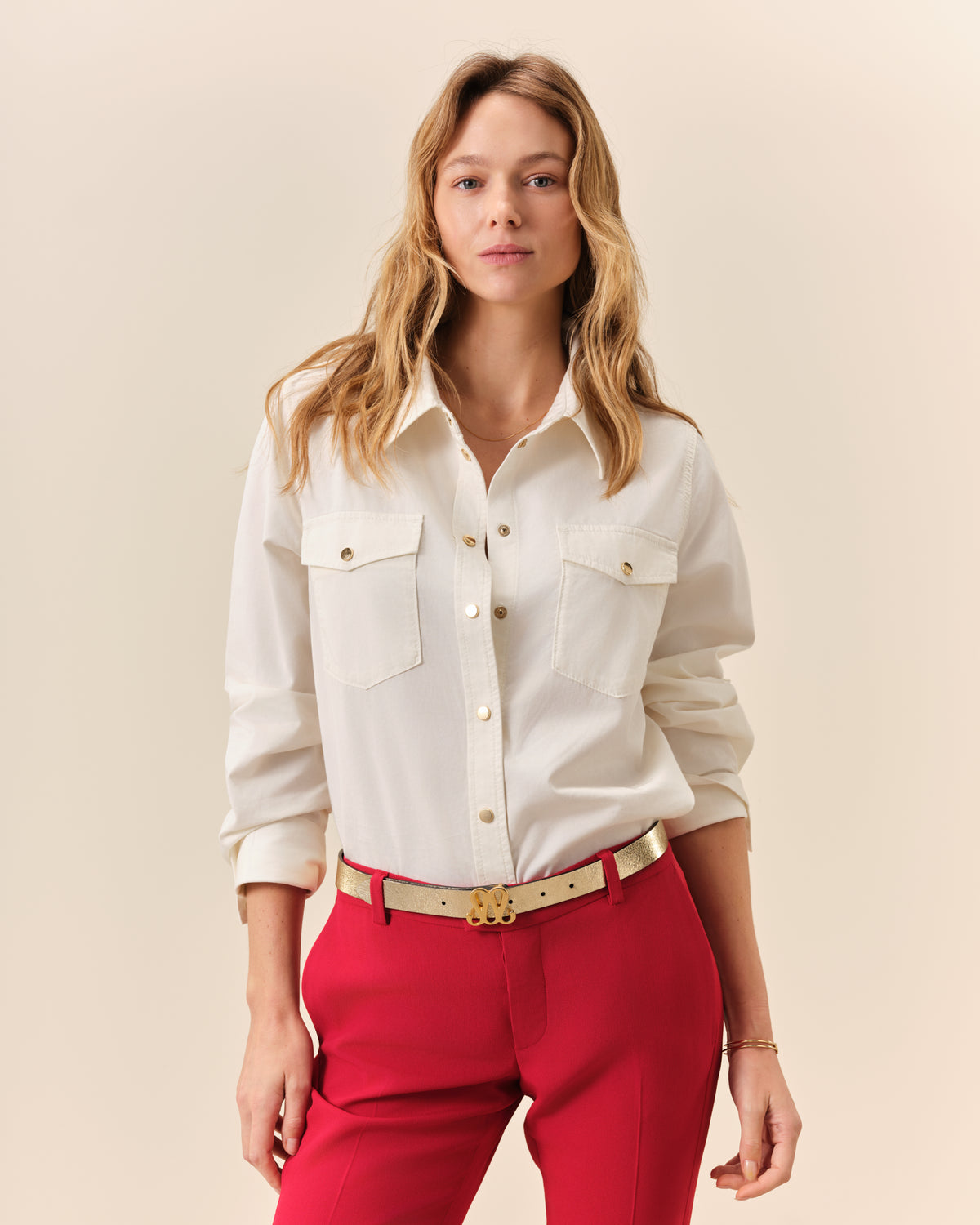 Pantalon de smoking court Claude - Rouge