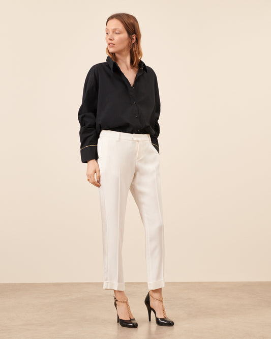 Pantalon Smoking Claude Court - Blanc fluide, chic Maison Sarah Lavoine Blanc Acetate    1