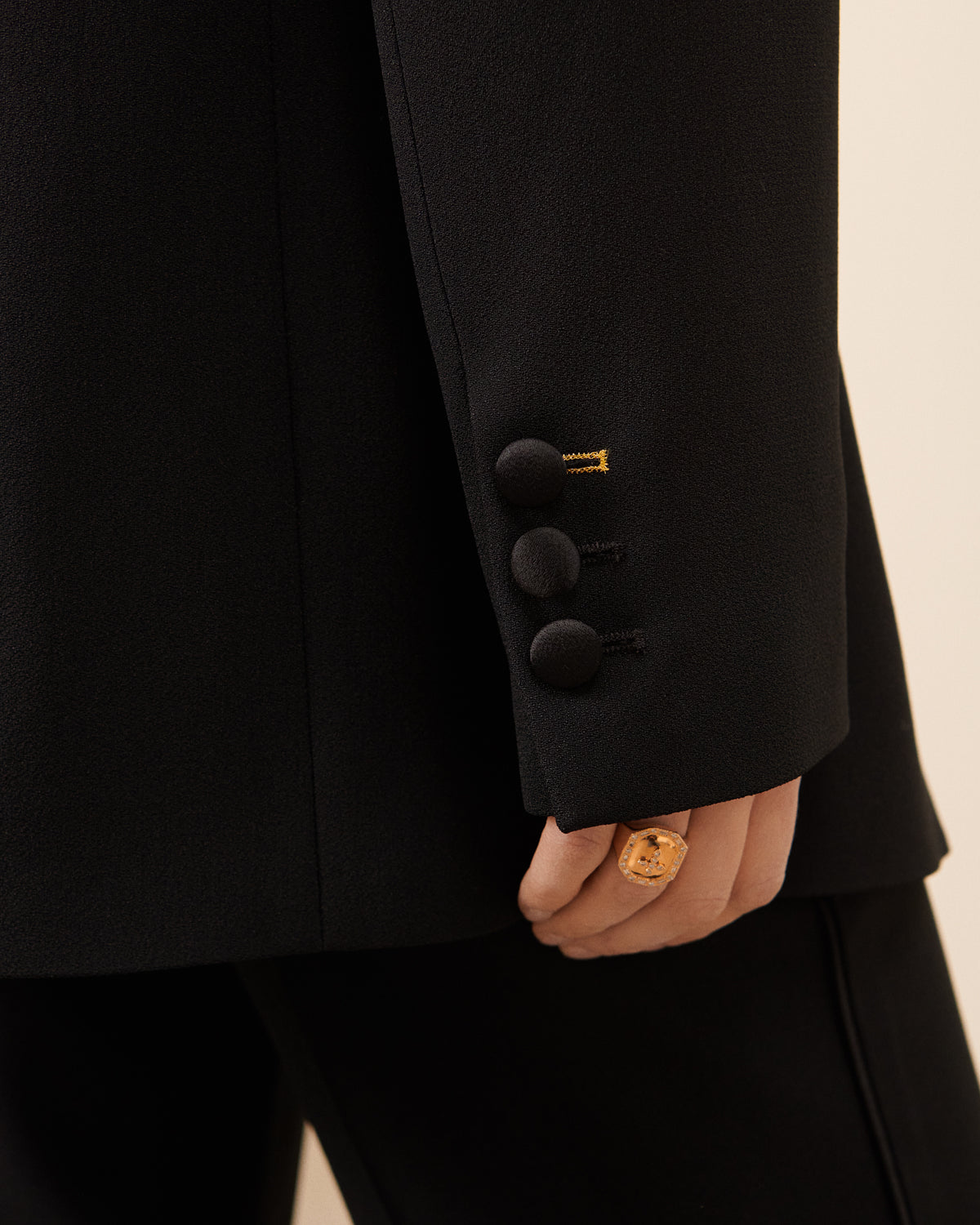 Faubourg Smoking Jacket - Chic black Maison Sarah Lavoine Black Acetate 3